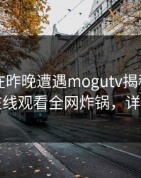 当事人在昨晚遭遇mogutv揭秘,蘑菇影视在线观看全网炸锅,详情直击