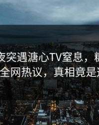 网红深夜突遇溏心TV窒息,糖心Vlog引爆全网热议,真相竟是这样!