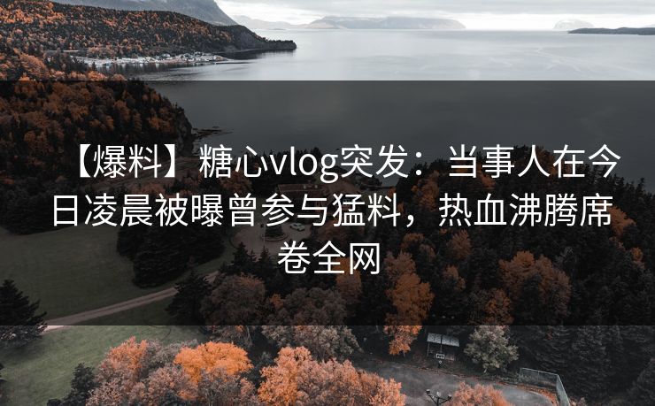 【爆料】糖心vlog突发:当事人在今日凌晨被曝曾参与猛料,热血沸腾席卷全网 【爆料】糖心vlog突发:当事人在今日凌晨被曝曾参与猛料,热血沸腾席卷全网
