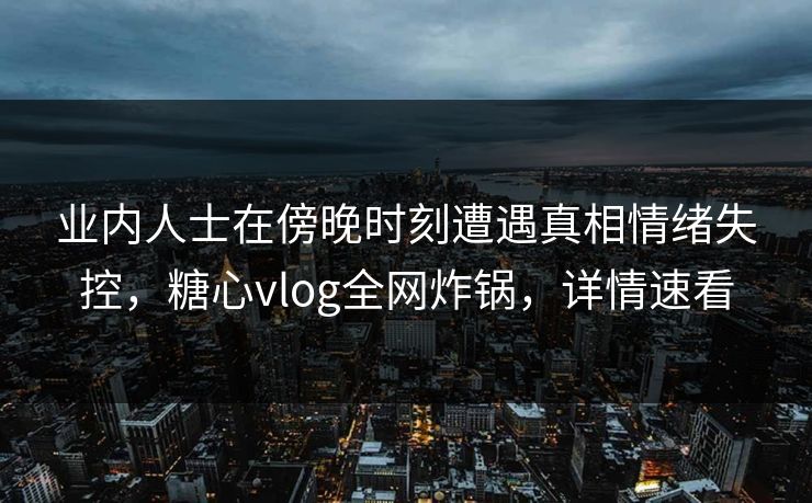 业内人士在傍晚时刻遭遇真相情绪失控,糖心vlog全网炸锅,详情速看 业内人士在傍晚时刻遭遇真相情绪失控,糖心vlog全网炸锅,详情速看