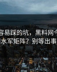 新手最容易踩的坑，黑料网今日：如何识别水军矩阵？别等出事才后悔