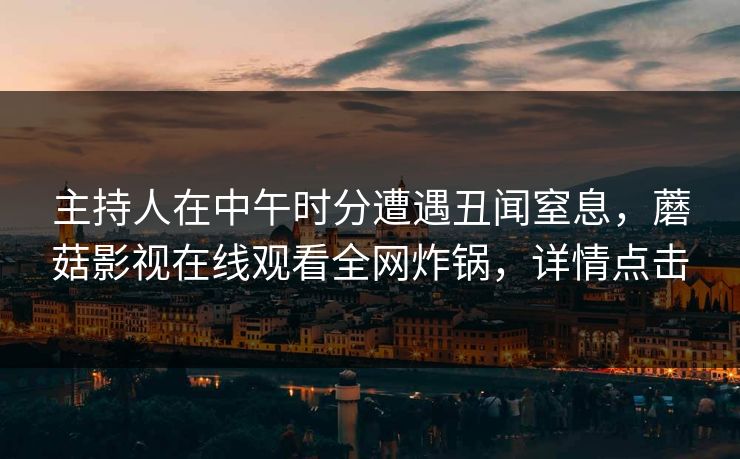 主持人在中午时分遭遇丑闻窒息，蘑菇影视在线观看全网炸锅，详情点击