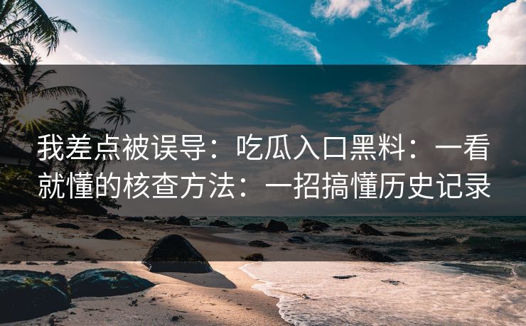 我差点被误导：吃瓜入口黑料：一看就懂的核查方法：一招搞懂历史记录